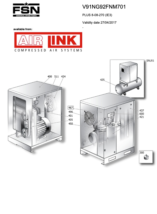 Fini / FSN PLUS 8-08-270 (IE3) Parts Manual From 2017 - airlinkcompressors.com