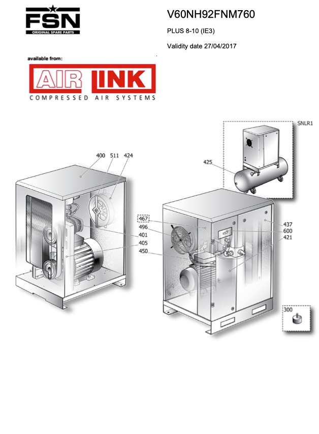 Fini / FSN PLUS 8-10 (IE3) Parts Manual From 2017 - airlinkcompressors.com