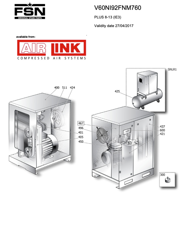 Fini / FSN PLUS 8-13 (IE3) Parts Manual From 2017 - airlinkcompressors.com