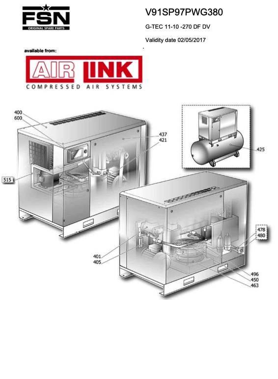 Power System G-TEC 11-10 -270 DF DV Parts Manual From 2017 - airlinkcompressors.com
