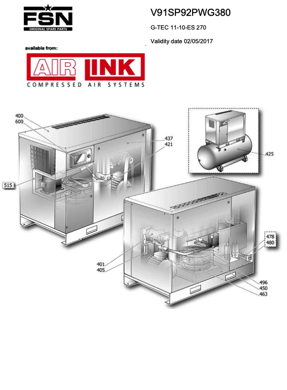 Power System G-TEC 11-10-ES 270 Parts Manual From 2017 - airlinkcompressors.com