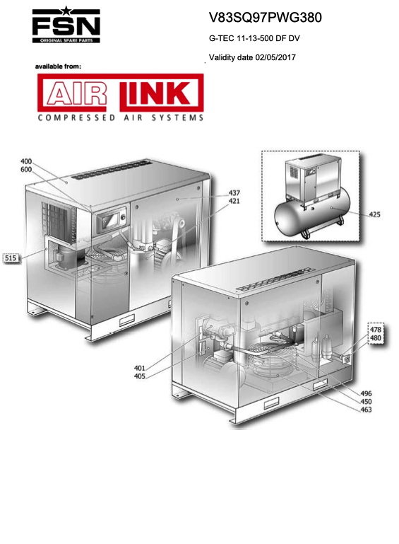 Power System G-TEC 11-13-500 DF DV Parts Manual From 2017 - airlinkcompressors.com