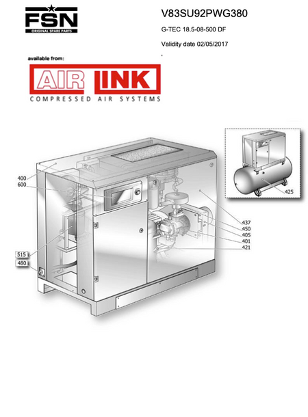 X92 Df Compressor Power System G-TEC 18.5-08-500 DF Parts Manual From 2017 ...