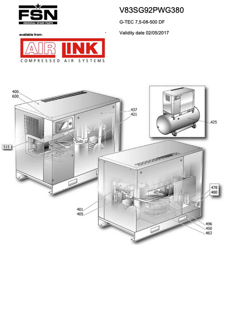 Power System G-TEC 7,5-08-500 DF Parts Manual From 2017 - airlinkcompressors.com