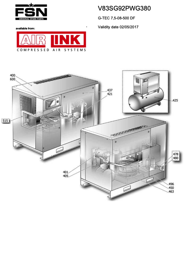 Power System G-TEC 7,5-08-500 DF Parts Manual From 2017 - airlinkcompressors.com