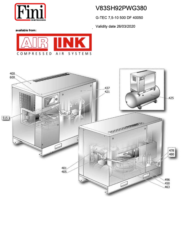 Power System G-TEC 7,5-10 500 DF 40050 Parts Manual From 2020 - airlinkcompressors.com