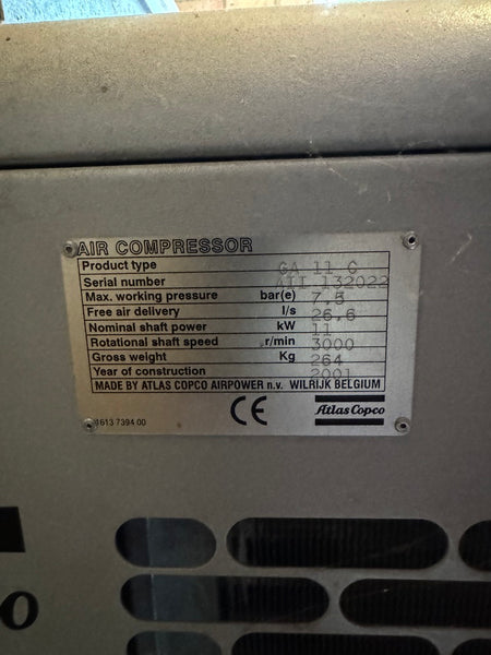 Used Atlas Copco GA11C FF 11kW 7.5 Bar Screw Compressor & Internal Dryer - airlinkcompressors.com