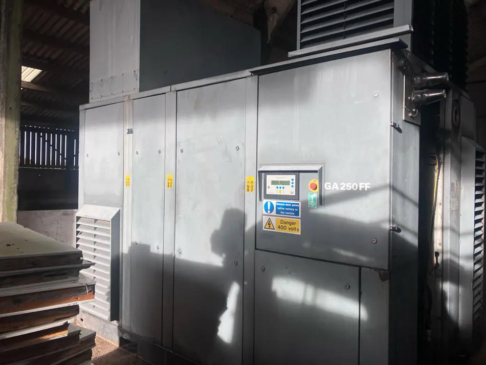 Used Atlas Copco GA250FF 250 kW 1338 CFM 9 Bar Screw Air Compressor - airlinkcompressors.com