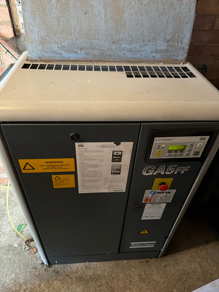 Used Atlas Copco GA5 FF 5.5 kW 7.5 Bar Screw Compressor & Internal Dryer - airlinkcompressors.com