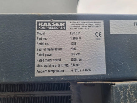 Used HPC ESD351 200 kW 1300 CFM 8.5 Bar Screw Air Compressor - airlinkcompressors.com