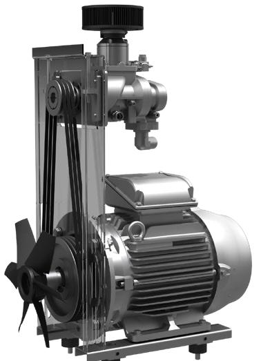 Mechanical pump with motor on a white background