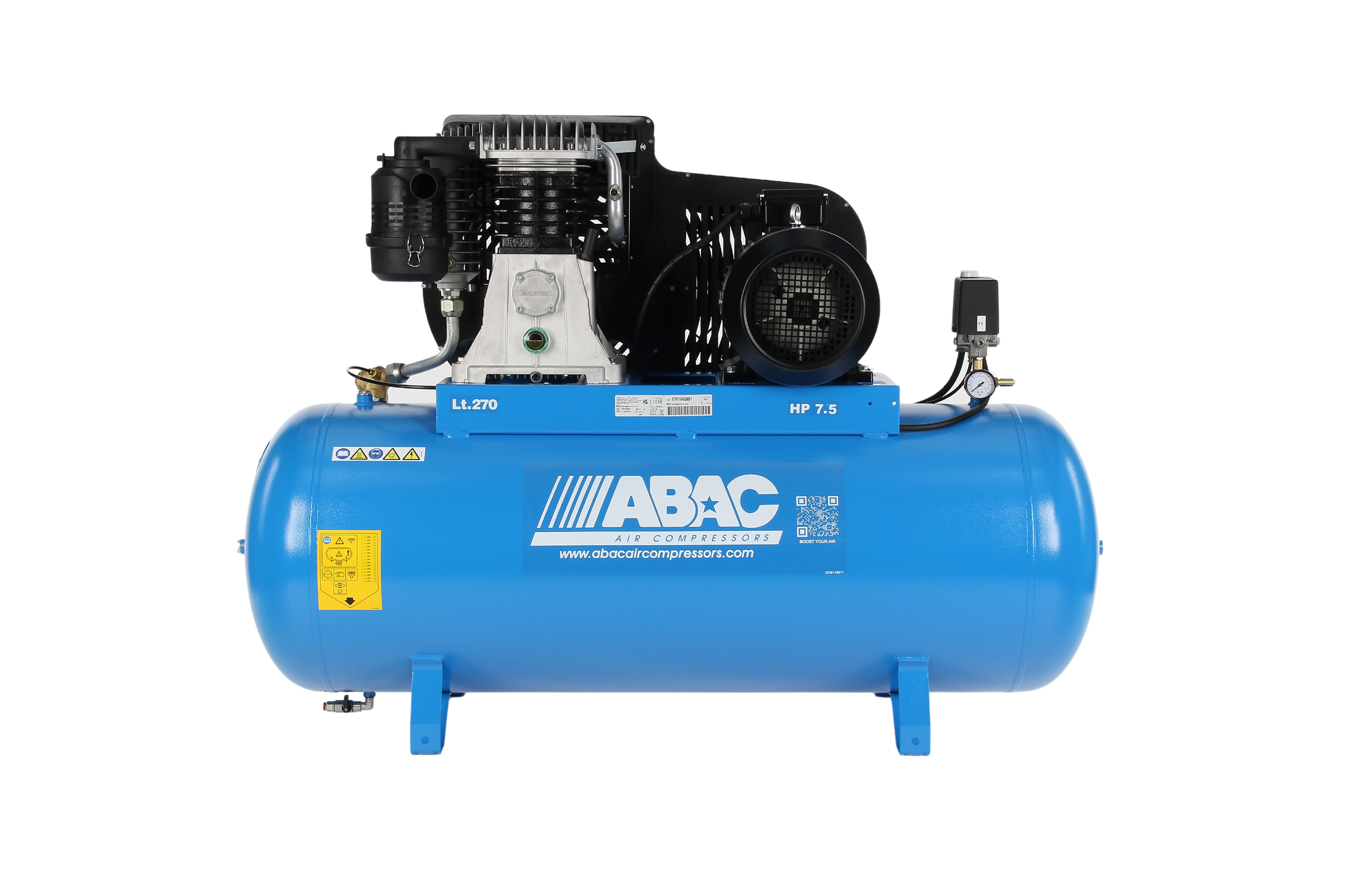 Abac PRO B6000 270L FT7.5 - 3 Phase 5.5kw 270L 29CFM 11Bar Air Compressor - 4116020193