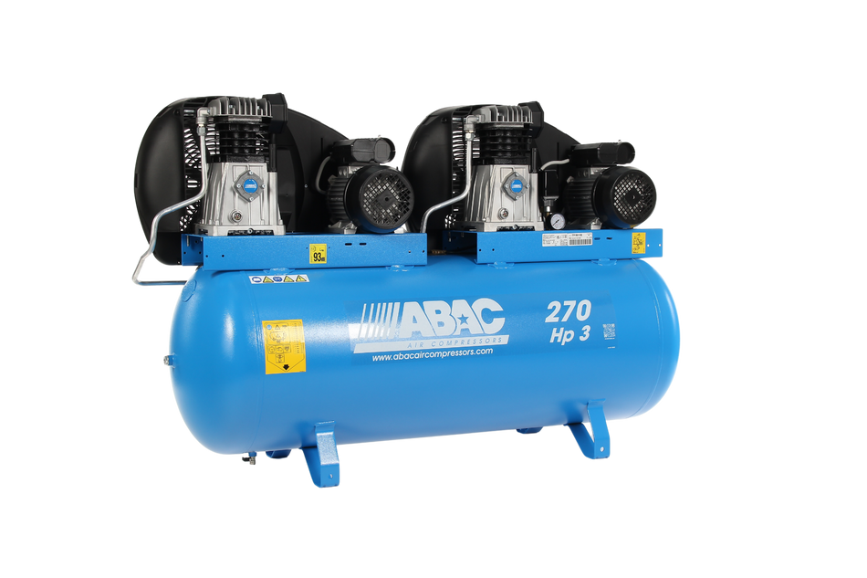 ABAC PRO A39 270 FM3 Tandem - 240V 270L 27.9CFM 10Bar Air Compressor - 4116024868