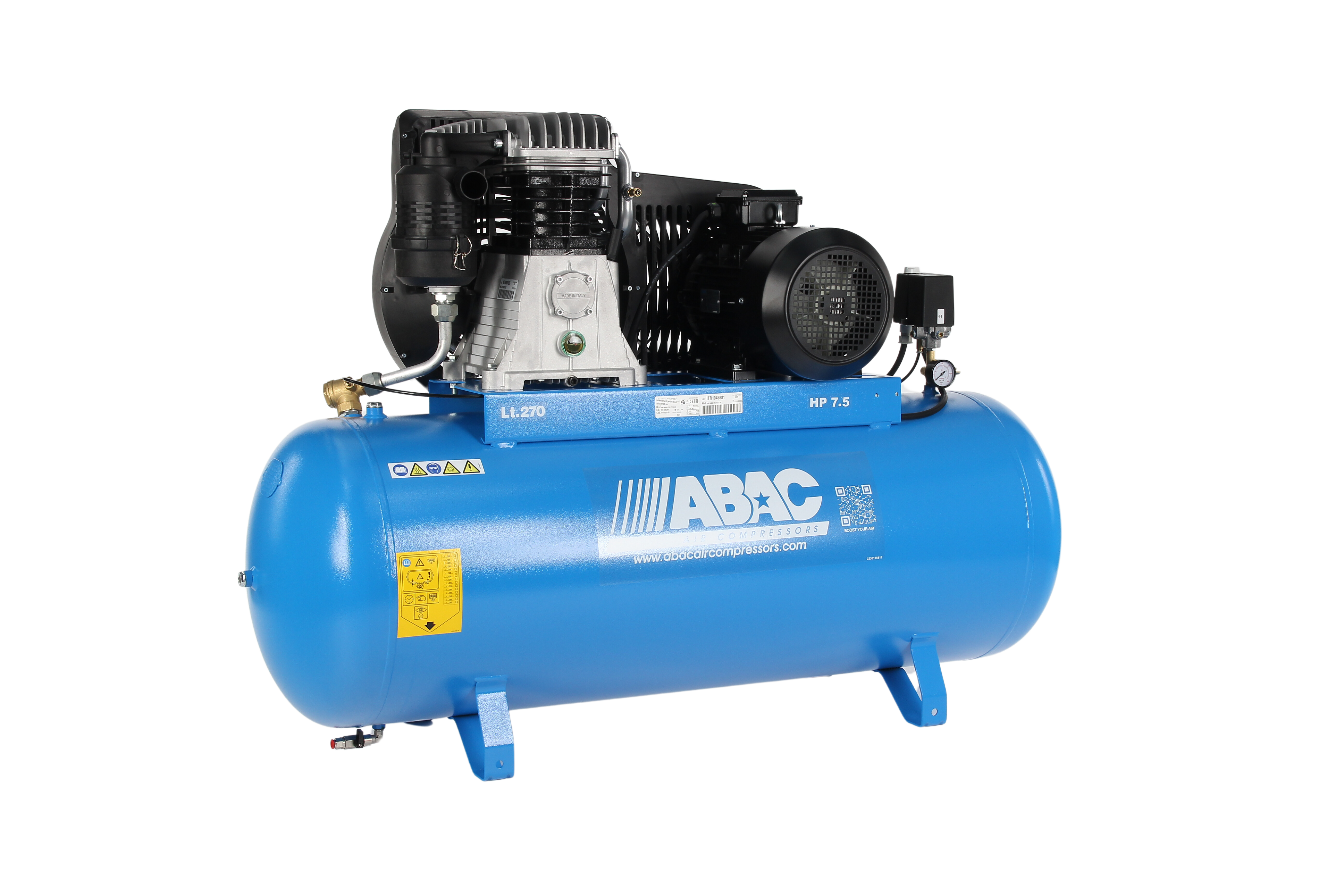 Abac PRO B6000 270L FT7.5 - 3 Phase 5.5kw 270L 29CFM 11Bar Air Compressor - 4116020193