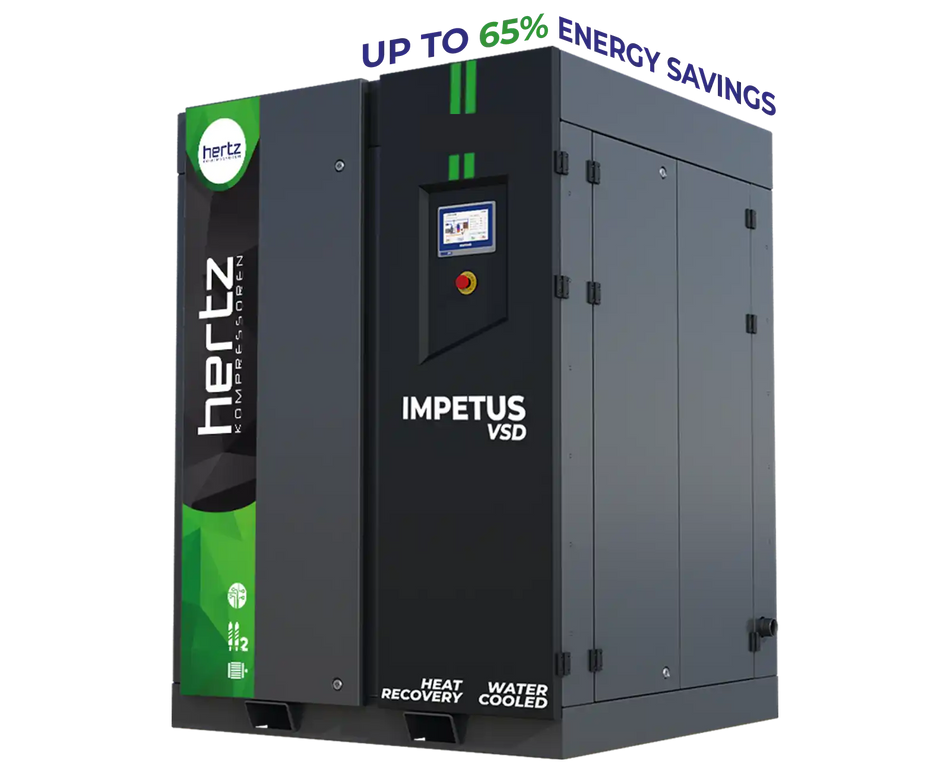 Hertz IMPETUS 22 kW VSD Rotary Screw Air Compressor - Energy Efficient, Quiet & Reliable for Industrial Use