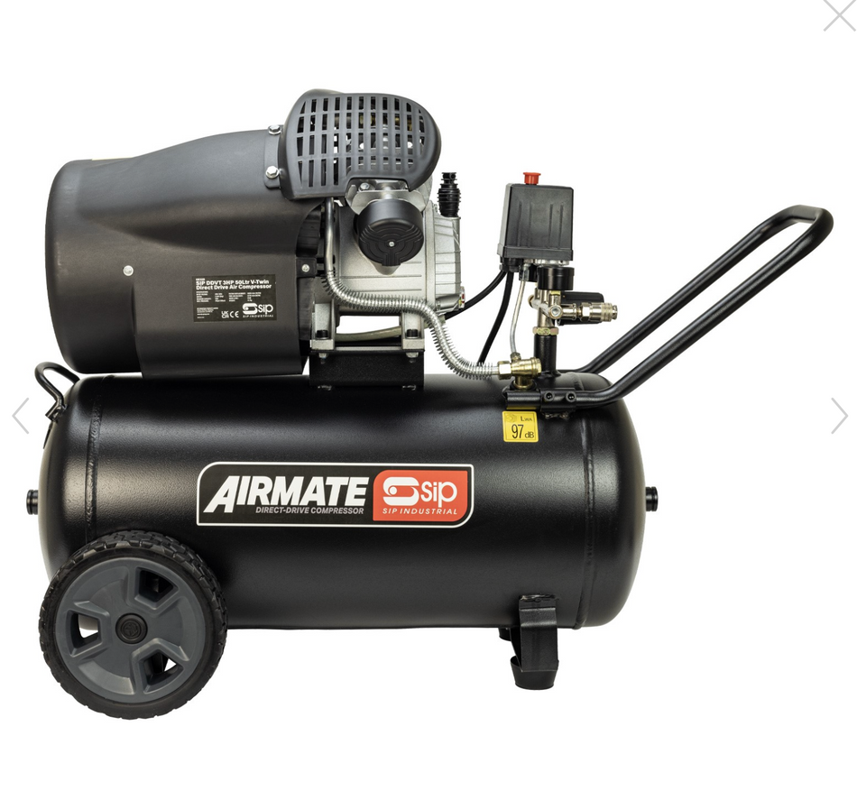 SIP DDVT 3HP 50L V-TWIN Direct Drive Compressor - 05325 - airlinkcompressors.com