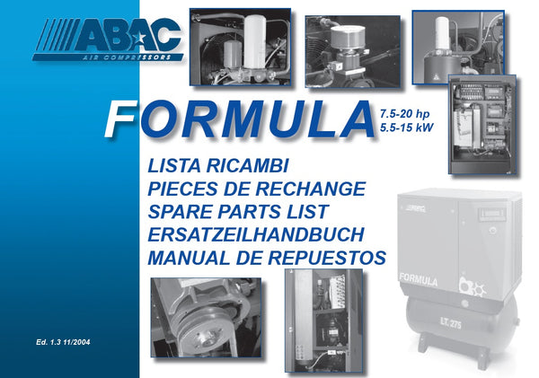 ABAC FORMULA 5.5-15 kW FULL SPARE PARTS LIST (2004)