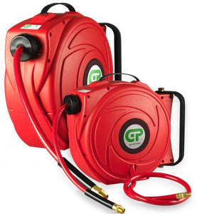 Gp 9 Mtr Compact Retractable Air Hose Reel - Red Case & Hr5-309 Compressed