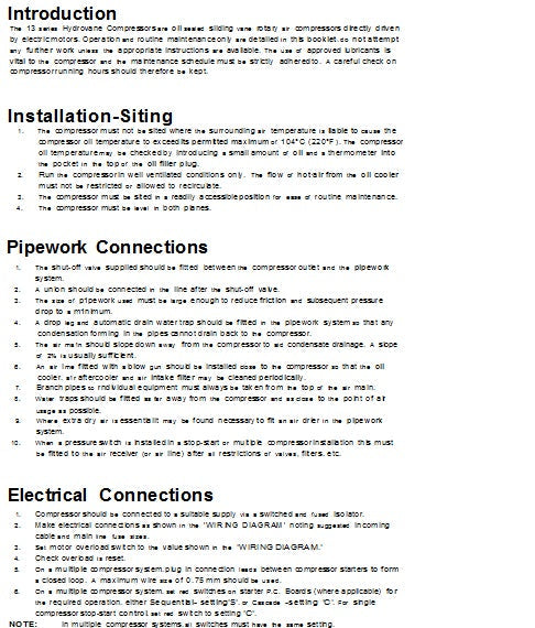 Hydrovane 13 Operating Manual - Issued June 1981 Power Tool & Equipment Manuals