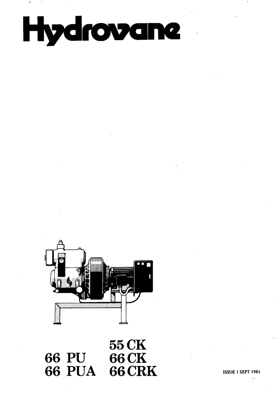 HYDROVANE 66PU/66PUA/55CK/66CK/66CRK SERVICE & PARTS MANUAL - ISSUED SEPT 1981