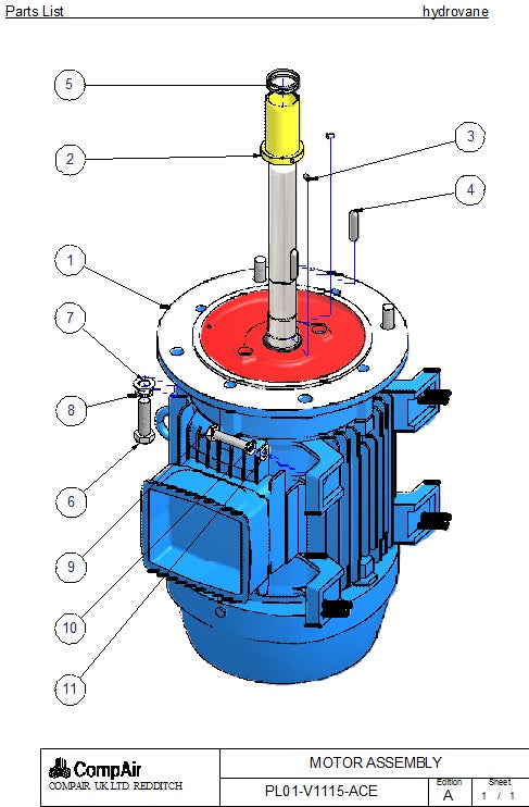 Hydrovane V11/V15 Parts List & Assembly Drawings