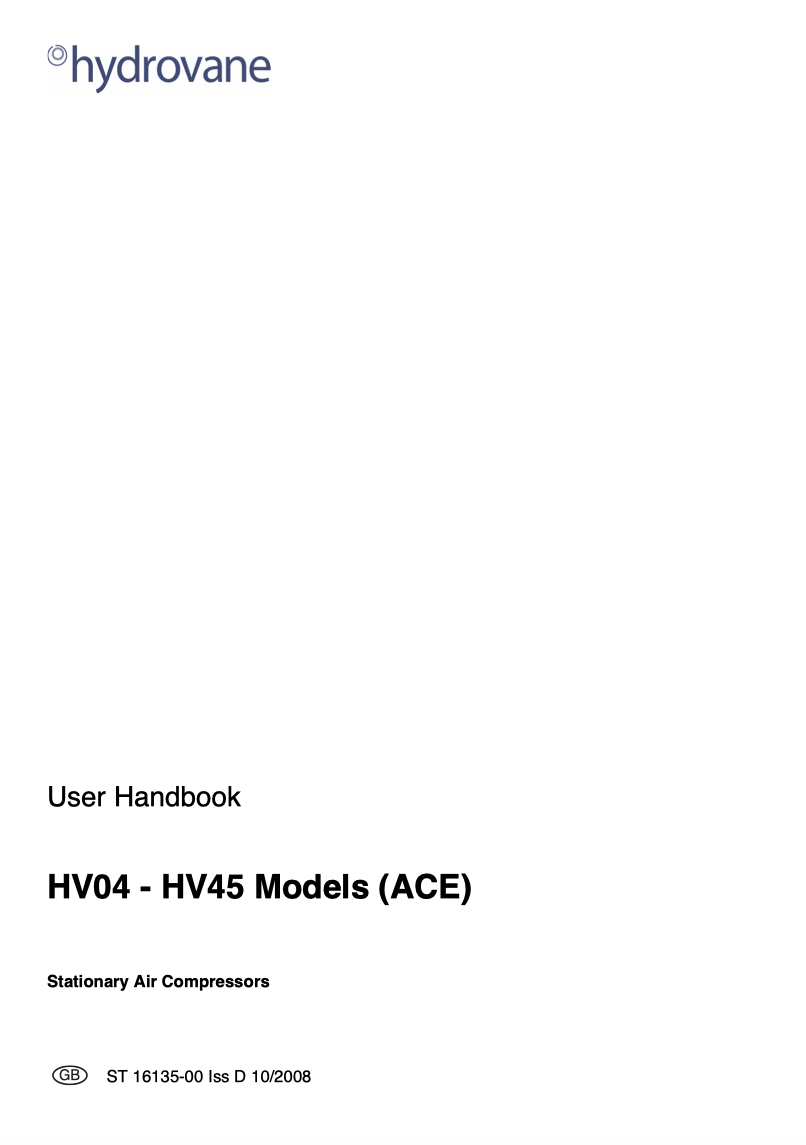 Hydrovane Hv04 To Hv45 User Manual 2008 Onwards Power Tool & Equipment Manuals