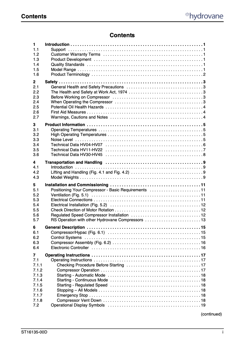 Hydrovane Hv04 To Hv45 User Manual 2008 Onwards Power Tool & Equipment Manuals