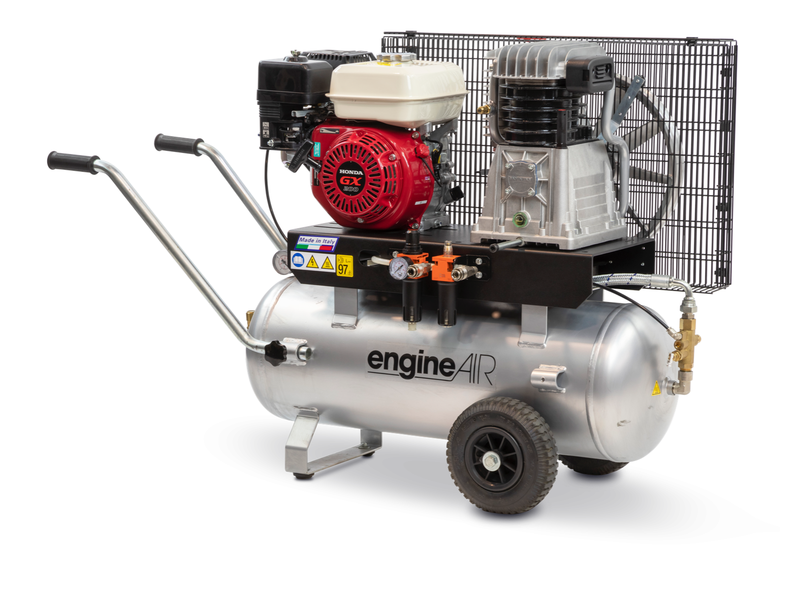 ABAC engineAIR 6/50 10 Mobile Petrol 50LTR 16CFM 10Bar Air Compressor - 1121440120 - airlinkcompressors.com