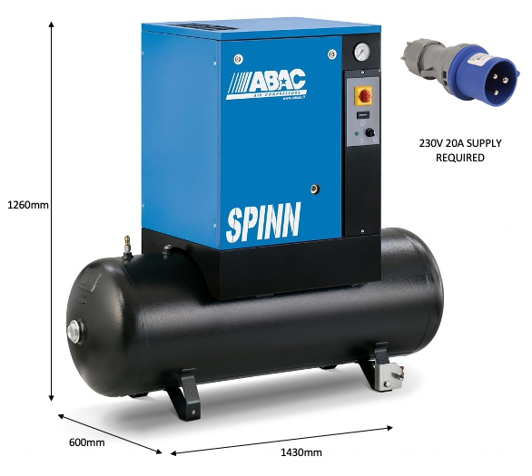 ABAC SPINN 7.5 kW 8 Bar 200L Tank 400V SDS Screw Compressor - 4152054996 - airlinkcompressors.com
