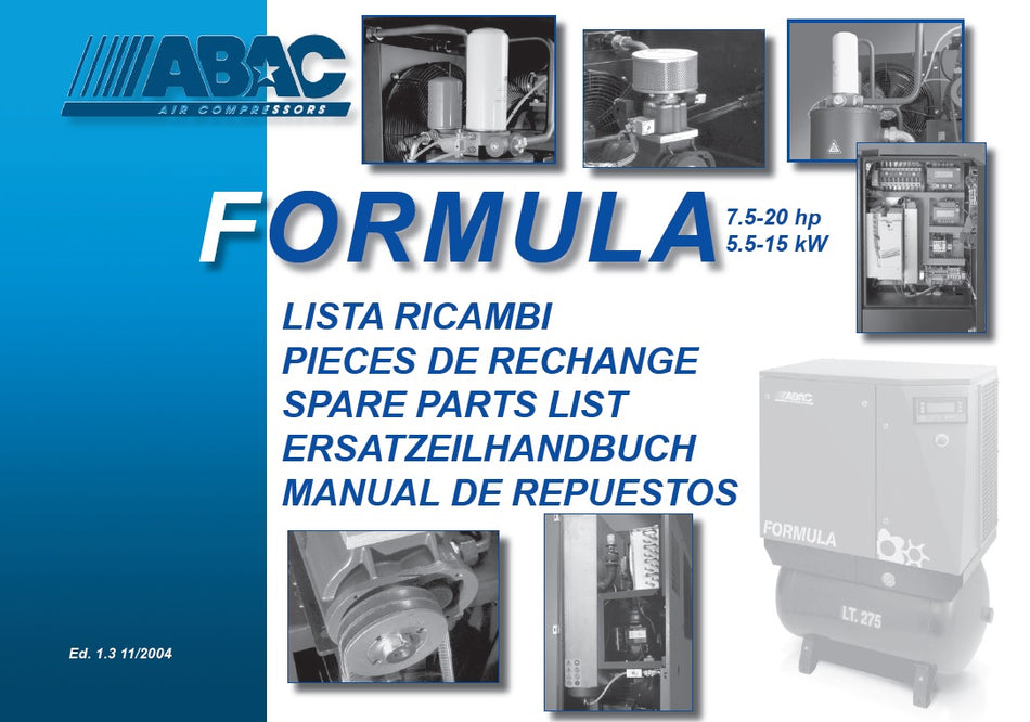 ABAC FORMULA 5.5-15 kW FULL SPARE PARTS LIST (2004) - airlinkcompressors.com