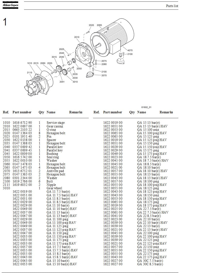 ATLAS COPCO GA PARTS MANUAL 2006 - airlinkcompressors.com