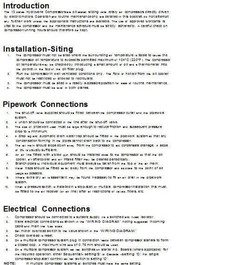 HYDROVANE 13 OPERATING MANUAL - ISSUED JUNE 1981 - airlinkcompressors.com