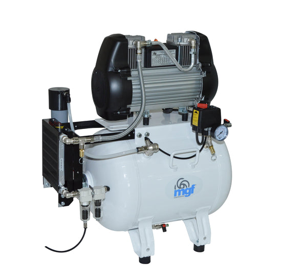 MGF Dental Air Compressor 50/10 Genesi & Dryer, 2 Chairs, 5 CFM, 40L, 240V - M-D-GE150-040-M - airlinkcompressors.com