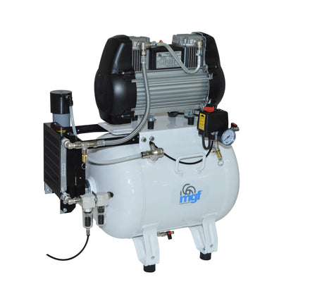 MGF Dental Air Compressor 50/10 Genesi & Dryer, 2 Chairs, 5 CFM, 40L, 240V - M-D-GE150-040-M - airlinkcompressors.com