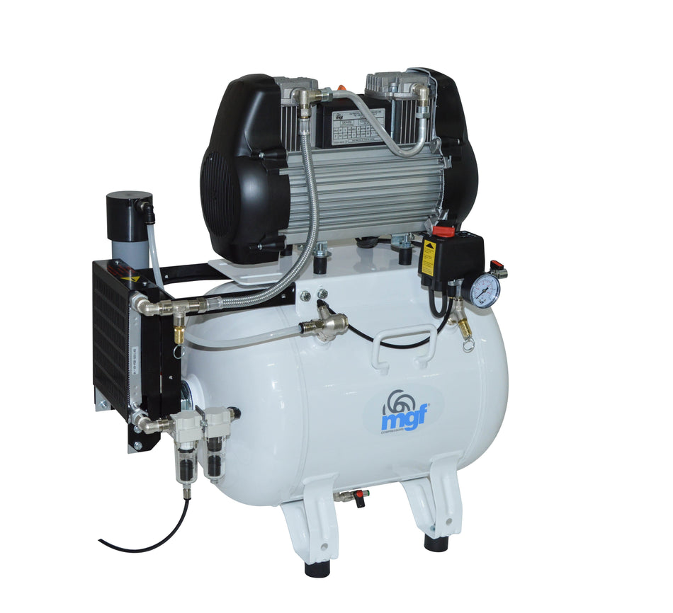 MGF Dental Air Compressor 50/10 Genesi & Dryer, 2 Chairs, 5 CFM, 40L, 240V - M-D-GE150-040-M - airlinkcompressors.com