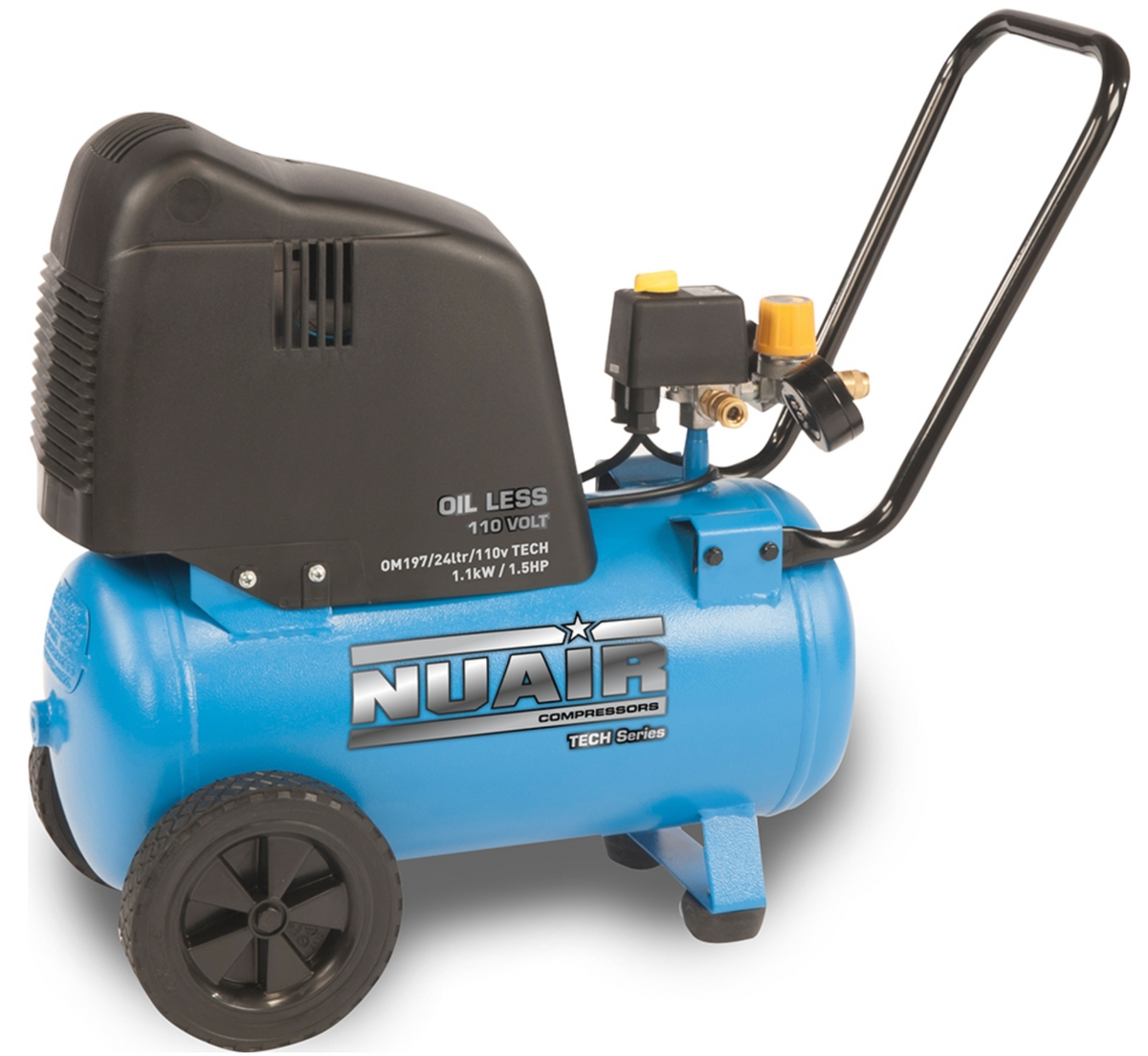 Nu-Air, OM197/24Lt TECH, 8 bar, 24L Tank, 110V - S-A8CA3C4FPS567 - airlinkcompressors.com