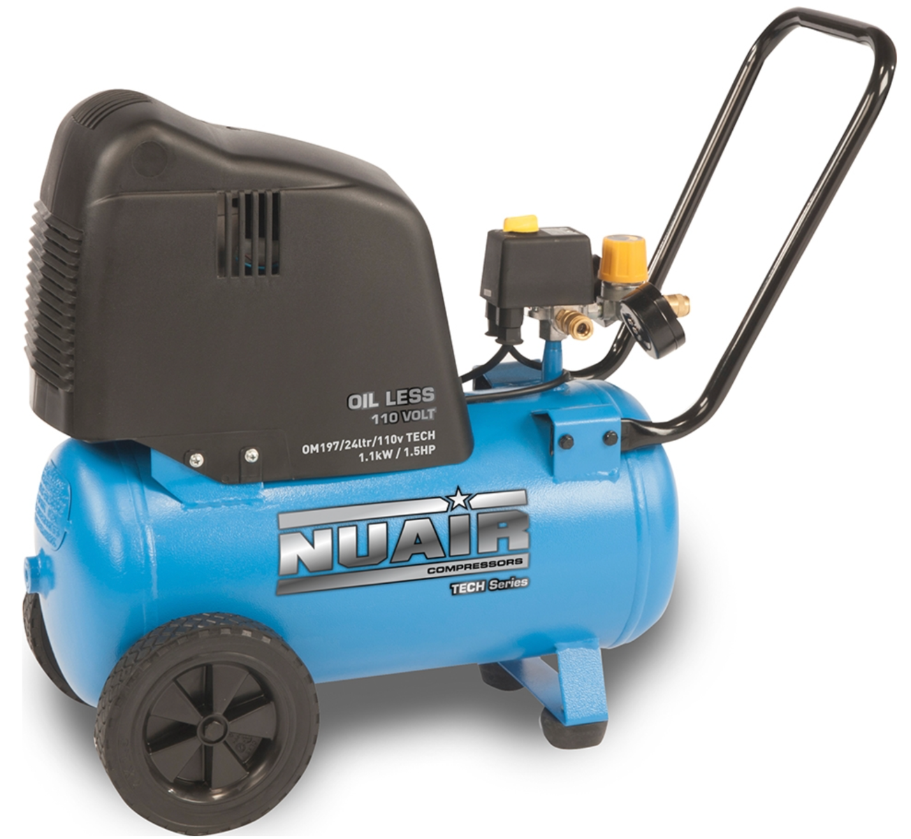 Nu-Air, OM197/24Lt TECH, 8 bar, 24L Tank, 110V - S-A8CA3C4FPS567 - airlinkcompressors.com