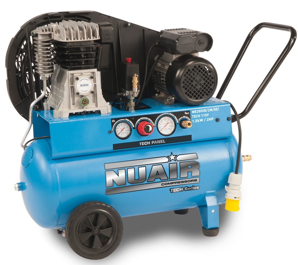 NUAIR NB2800B/50/2M TECH 110v, 10 bar, 50L Tank - S-28DA4C4FPS060 - airlinkcompressors.com