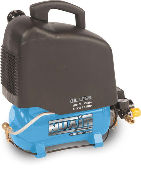 NUAIR SO1/6 HP 1.5 VENTO Air Compressor 6.7CFM, 1.1kW, 6L, 230v - S-A6BB304FPS534 - airlinkcompressors.com