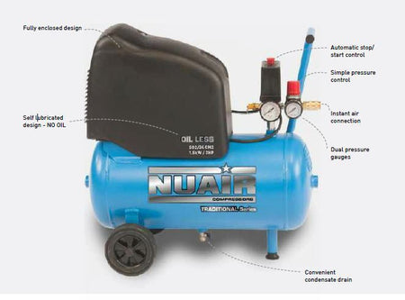 NUAIR SO2/24 CM2 Air Compressor - 8.1 CFM, 2 HP, 24L, 230V - S-A3CC404FPS501 - airlinkcompressors.com