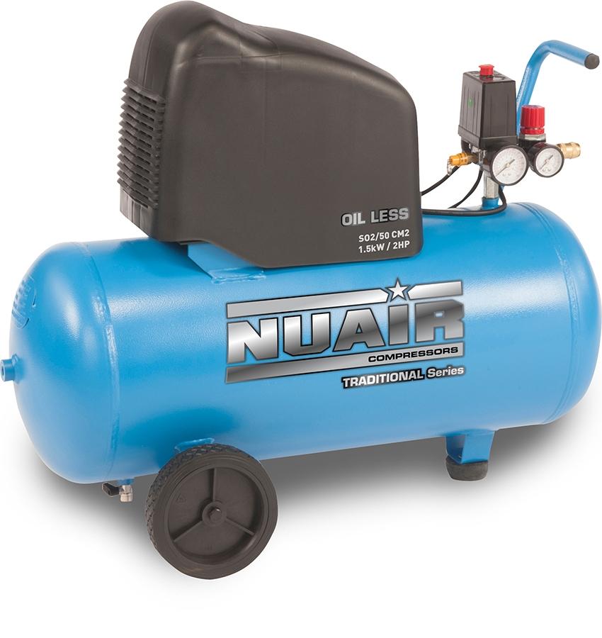 NUAIR SO2/50 CM2 Air Compressor 1.5kW, 8 Bar, 50L, 230v - S-A3DV404FPS536 - airlinkcompressors.com