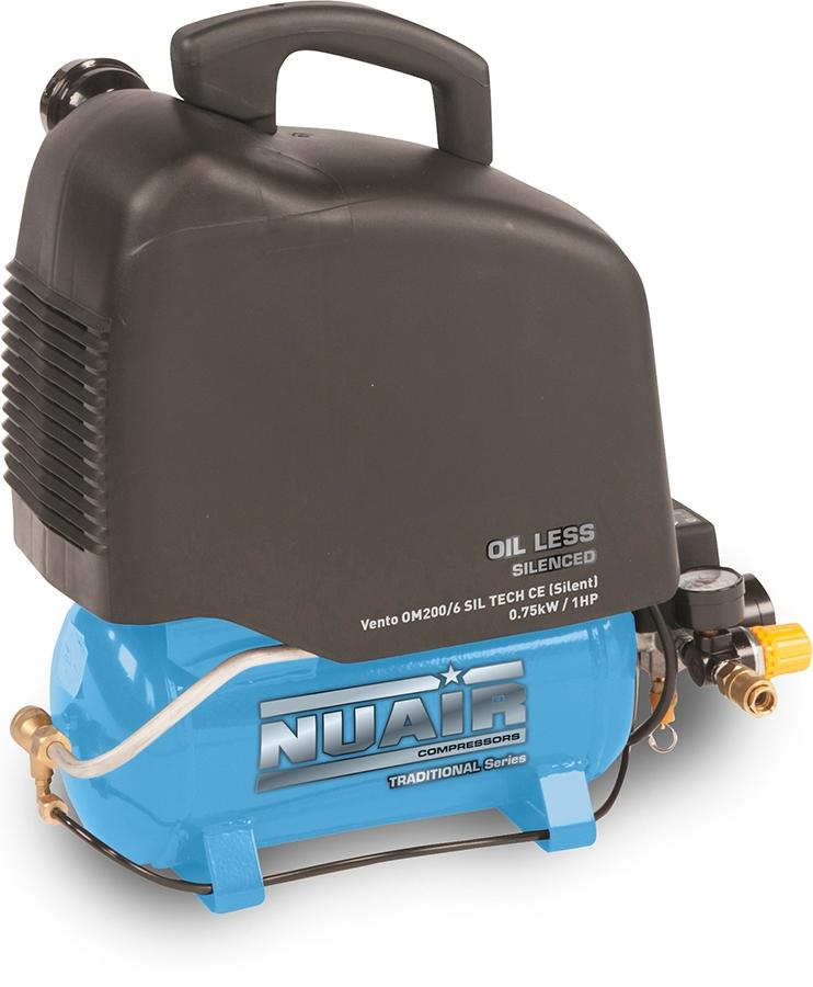 NUAIR VENTO OM200/6 Silenced Air Compressor - 0.7kw, 1 HP, 8 BAR, 230V - S-A2BB104NUA - airlinkcompressors.com