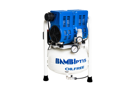 Bambi PT15 Oil Free Silenced Air Compressor 4.5 CFM, 8 Bar, 15L - PT15 Dental - airlinkcompressors.com