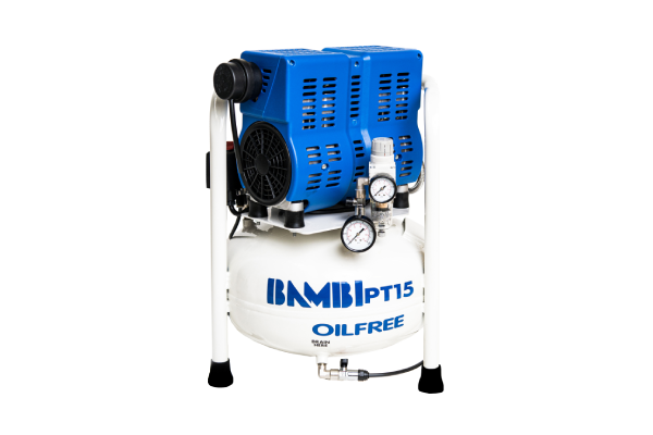 Bambi PT15 Oil Free Silenced Air Compressor 4.5 CFM, 8 Bar, 15L - PT15 Dental - airlinkcompressors.com