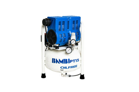 Bambi PT15 Oil Free Silenced Air Compressor 4.5 CFM, 8 Bar, 15L - PT15 Dental - airlinkcompressors.com