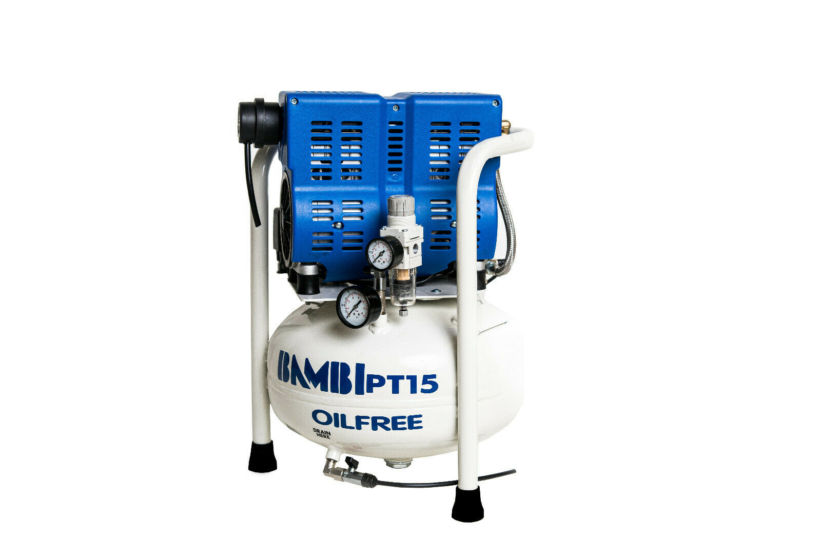Bambi PT15 Oil Free Silenced Air Compressor 4.5 CFM, 8 Bar, 15L - PT15 Dental - airlinkcompressors.com