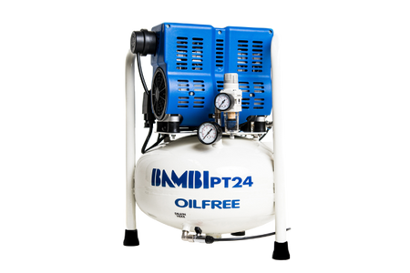 Bambi PT24 Oil Free Silenced Air Compressor 4.5 CFM, 8 Bar, 24L - PT24 Dental - airlinkcompressors.com
