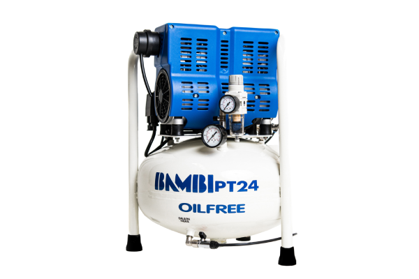 Bambi PT24 Oil Free Silenced Air Compressor 4.5 CFM, 8 Bar, 24L - PT24 Dental - airlinkcompressors.com