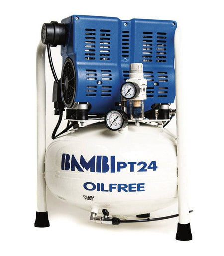 Bambi PT24 Oil Free Silenced Air Compressor 4.5 CFM, 8 Bar, 24L - PT24 Dental - airlinkcompressors.com