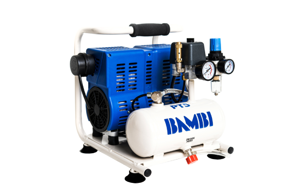 Bambi PT5 Oil Free Silenced Air Compressor 4.5 CFM, 8 Bar, 4L - PT5 Dental - airlinkcompressors.com
